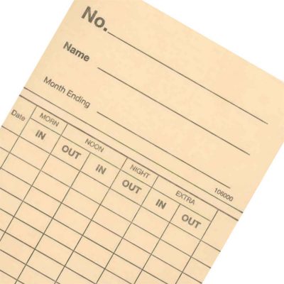 Clock Note Card Clocking In Machines | Traditional Clocking Machines | Clocking Cards